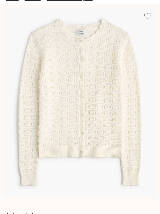 J. Crew Factory Sweaters - J. Crew Factory Scalloped Pointelle 100% Cotton Cardigan. Cottagecore. Crochet.